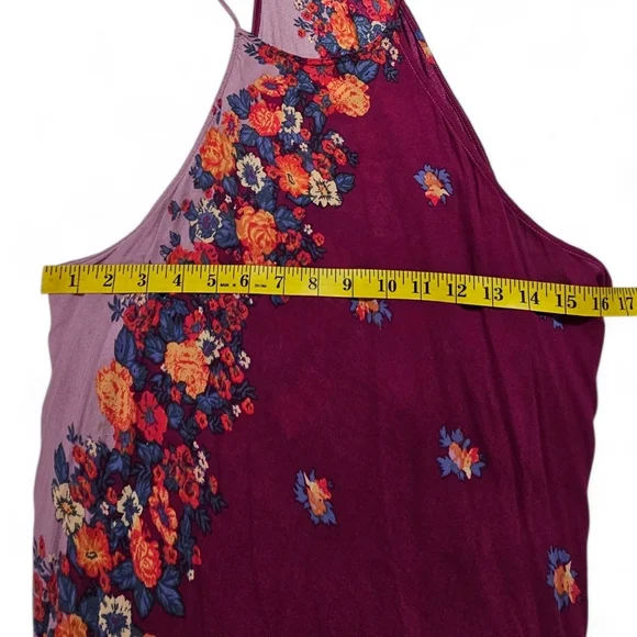 Free People It's a Cinch Magenta Floral Print Tie Back Mini Dress Size Small - Picture 13 of 16
